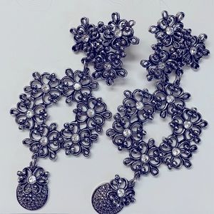 Vintage Barrera Oversized Vintage Chandelier Earrings Rare Pierced Costume